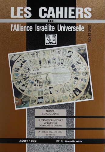 Les Cahiers de l'Alliance Israélite Universelle (Paix et Droit) (nouvelle série) N°03 (01 août 1992)
